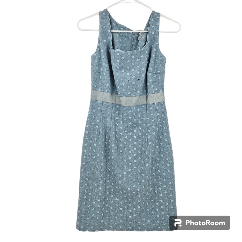 Vintage Lilly Pulitzer Dress Blue Embroidered Wool Blend Sleeveless Mini Size 2